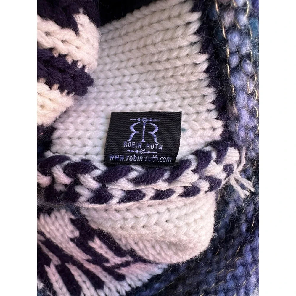 Amsterdam Blue Black Pom Pom Beanie Tassel Slouchy Knit Ski Winter Warm Hat